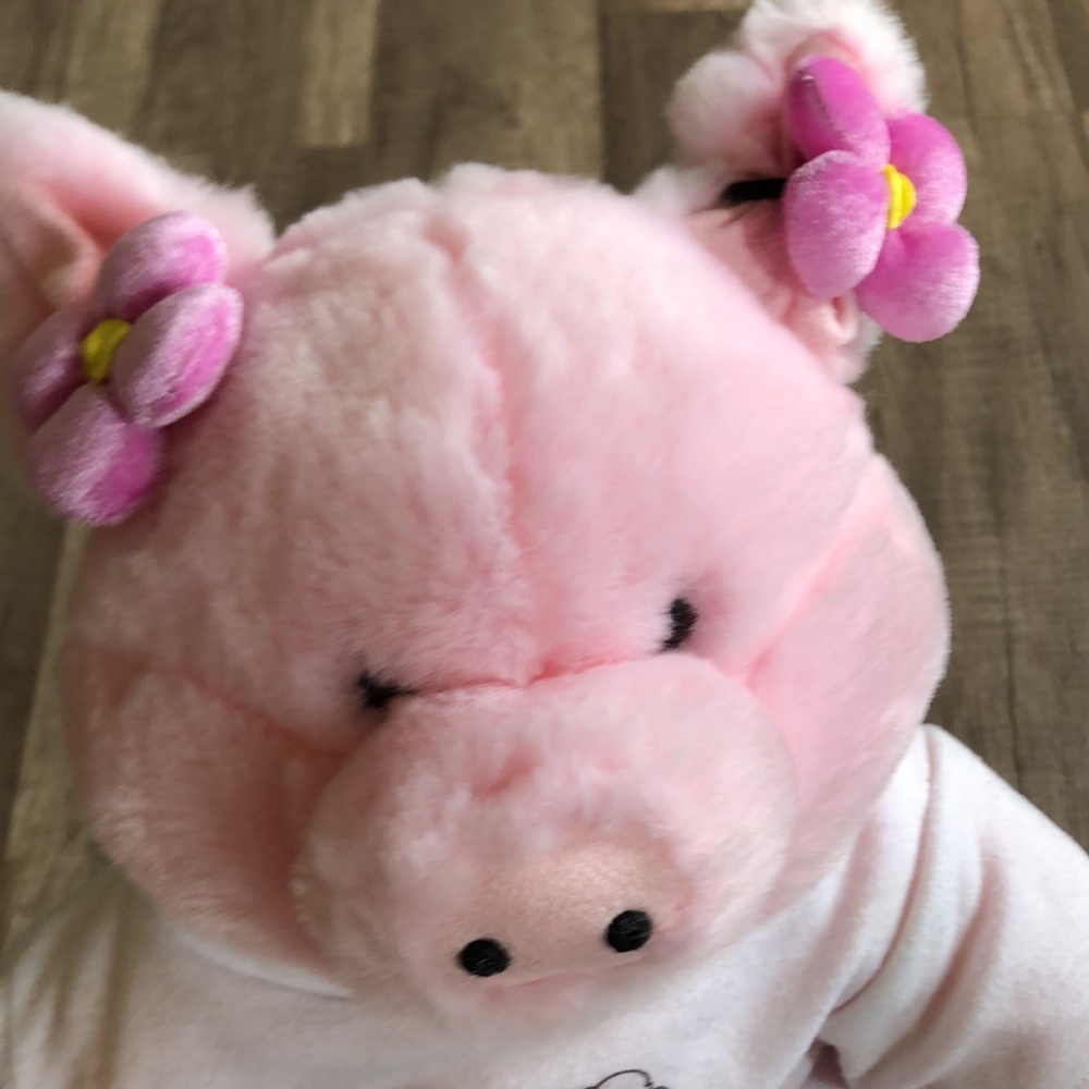 Build a Bear Pink Pig Piglet with Pajamas and Flower Bows - Picture 4 of 7